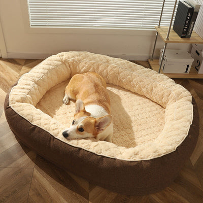 Fluffy Deep Sleeping Large Oval Dog Bed