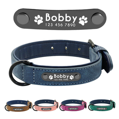 DiDog™ - Personalized, Custom Engraved Leather Dog Collar & Leash Set