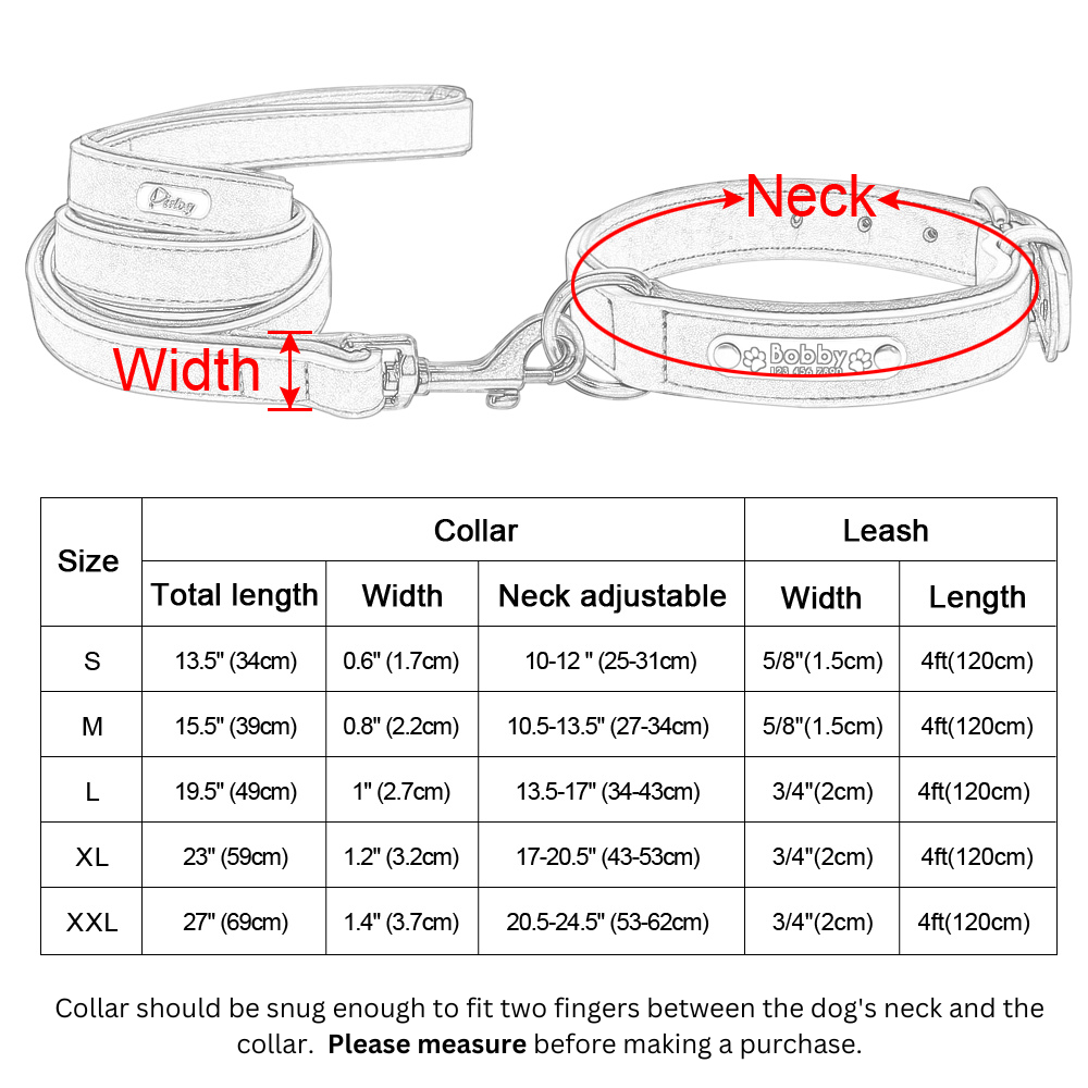 DiDog™ - Personalized, Custom Engraved Leather Dog Collar & Leash Set