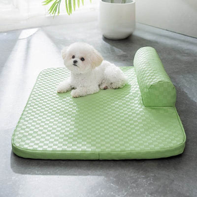 Checkerboard Isikhumba Pet Bed Anti-ukukhathazeka Orthopedic Dog Bed